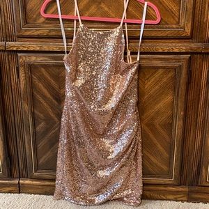 B. Darlin Spaghetti Strap Sequin Dress